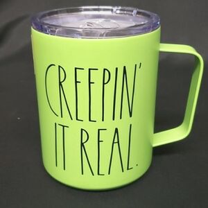 Rae Dunn CREEPIN' IT REAL Insulated Stainless Steel Mug with Lid, 12 oz.